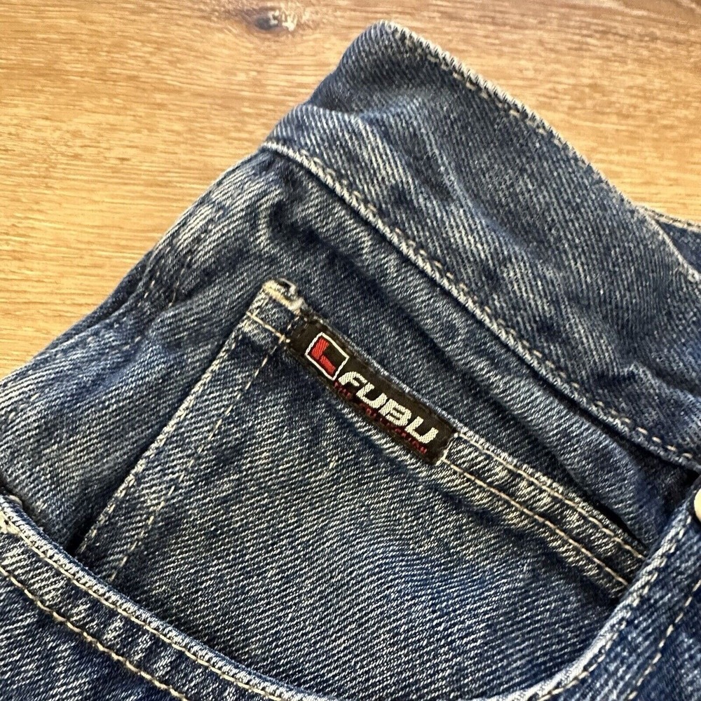 Vintage Fubu Jeans Mens 34 x 33 Wide Leg Baggy Denim Skater Y2K JNCO Cargo‎ - Picture 12 of 16